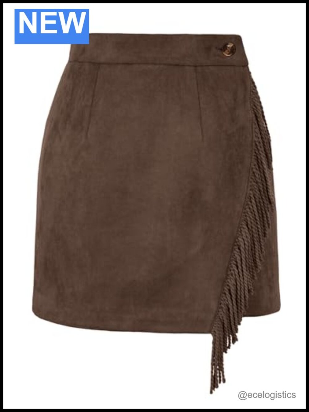 Faux Suede High Waist Fringe Tassel Bodycon Pencil Mini Skirt